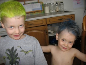 Chris and Alex with colored hair